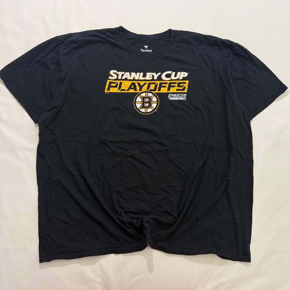 Fanatics Boston Bruins T-Shirt Men 4XL Black Stanley Cup Playoffs Graphic Tee